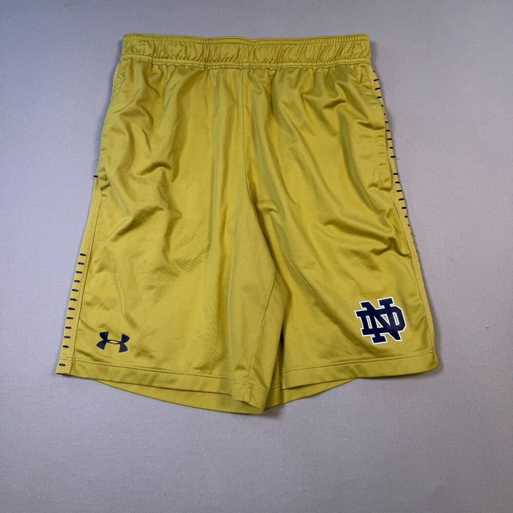 Notre Dame Fighting Irish Under Armour Workout Shorts Stretch Mens Medium Gold
